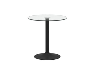 Table de bar ronde 89 cm avec plateau en verre trempé - pied métallique stable verre métal noir transparent 89 cm × 92 cm