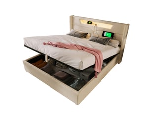 Lit 2 places 160x200 cm OKWISH   coloris beige
