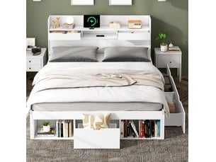 Lit avec rangement 160x200 cm VIVRYN coloris blanc