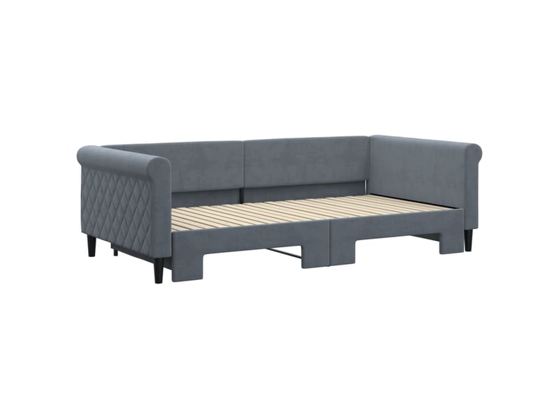 Lit simple- lit adulte - lit de jour avec gigogne sans matelas gris foncé 100x200 cm - Conforama B