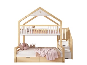 Lit superposé 90x200 cm <strong></strong>  <strong>CozyNest</strong> coloris blanc