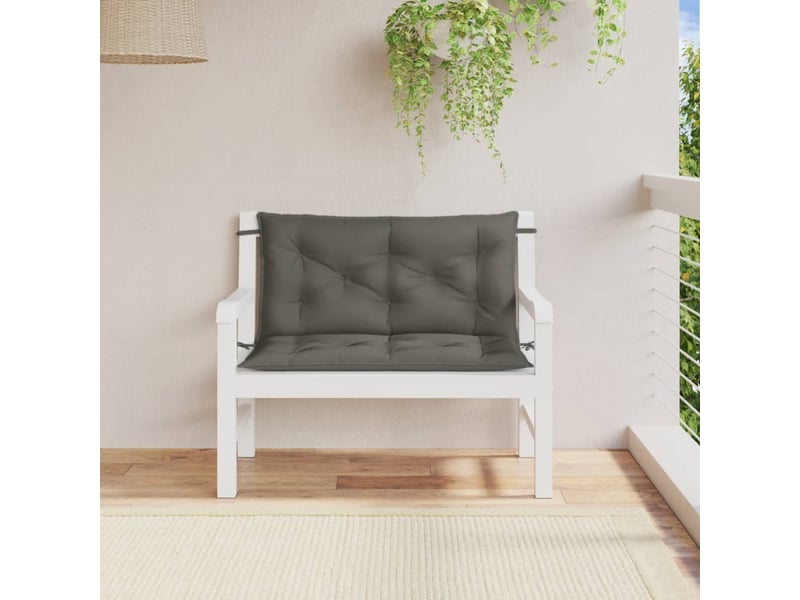  Lot de 2 coussins de banc de jardin, coussins d'assise gris foncé mélangé tissu cf58661  - Conforama C