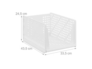 Lot de 3 bacs de rangement empilables pratiques pour vêtements salle de bain 13 x 33,5 x 43,5 cm en plastique blanc 13_0016312