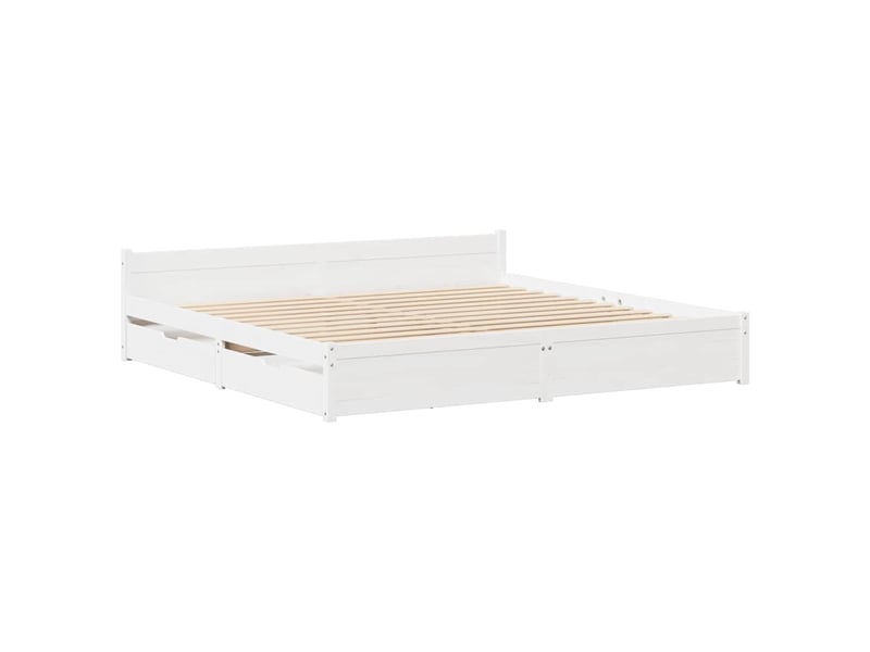 Lit double- lit adulte -  cadre de lit sans matelas blanc 140x190 cm bois de pin massif  - Conforama B