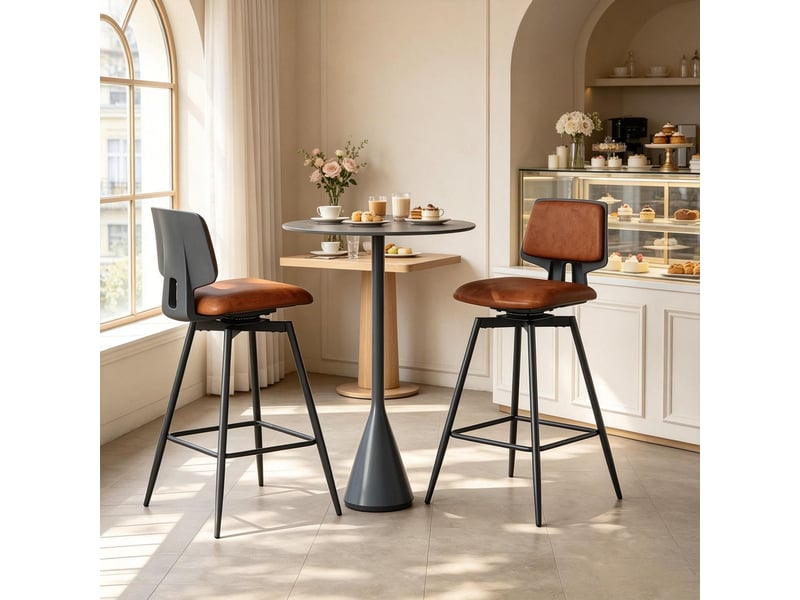 Tabourets de bar élégance lot de 2, dossier ergonomique, chaise de cuisine moderne de qualité  - Conforama B