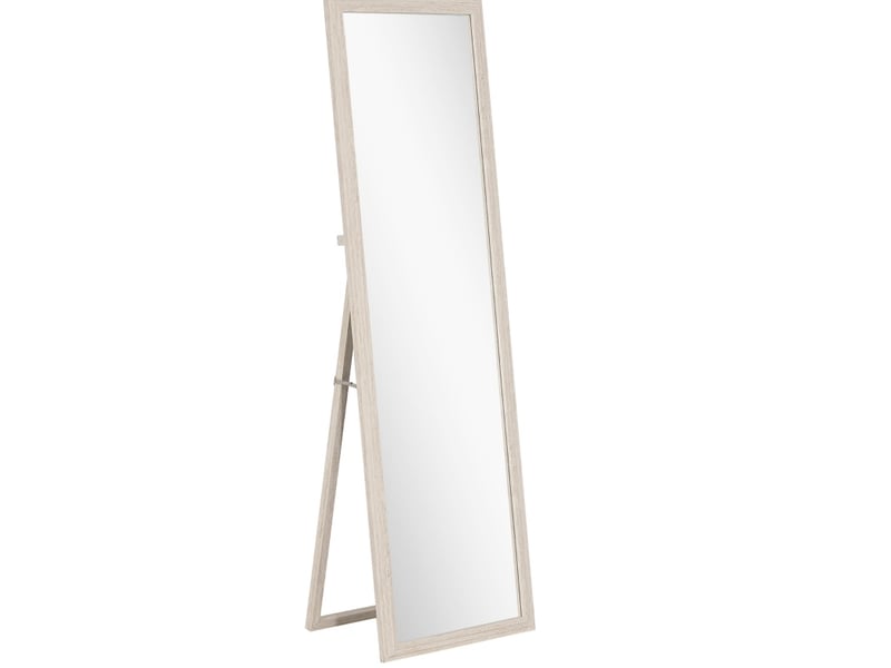  Miroir sur pied 160 x 50 cm – blanc – installation murale ou autonome, support rabattable format vertical  - Conforama A