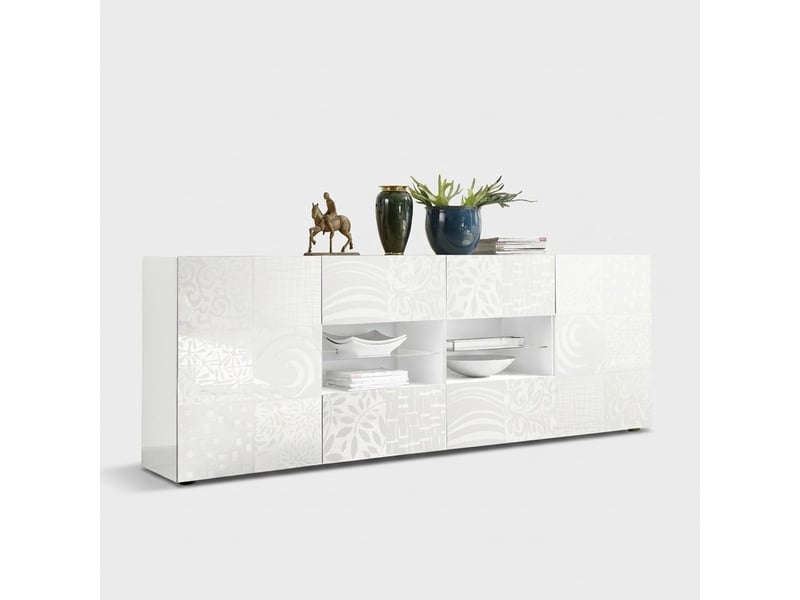  Buffet bahut de salon 2 portes 4 tiroirs miro - blanc  - Conforama A