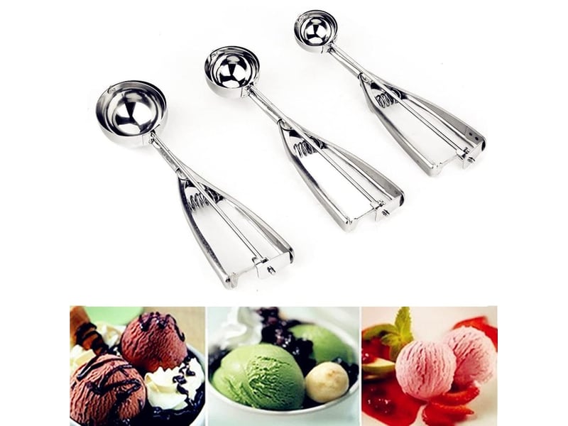 Lot de 3 cuillères sphériques différentes tailles: s 4cm,m 5cm et l 6cm-cuillère à glace pour crème glacée,pâte à gâteau,melon - Conforama B