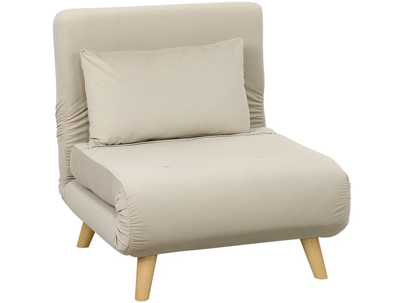  Fauteuil convertible, fauteuil relax, beige, dossier réglable, en velours  - Conforama A