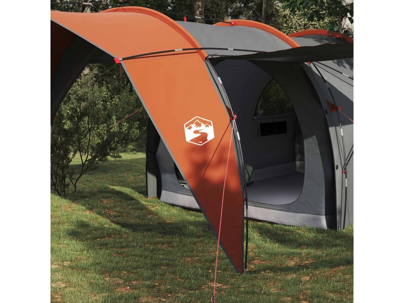  Tente tunnel, tente de camping 6 personne gris et orange  - Conforama C