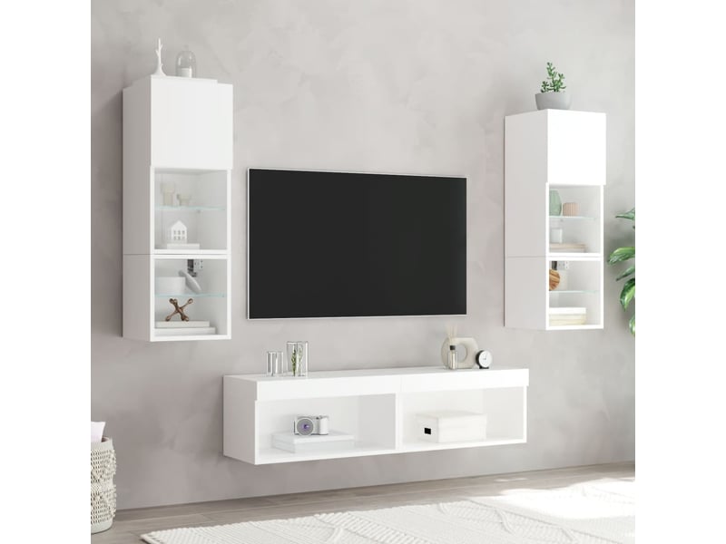 Meuble tv - banc tv - meuble de rangement avec lumières led blanc 60x30x30 cm  - Conforama D