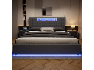 Lit coffre 180x200 cm MODFU coloris gris