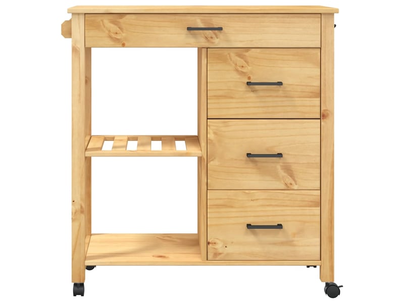 Desserte de cuisine, chariot de rangement monza 84x40x88,5 cm bois massif de pin shl93497 - Conforama E
