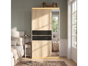 Armoire 4 porte(s) battante 4 tiroir(s) <strong>BGSRYAO</strong> <strong></strong> coloris bois clair largeur 110 cm
