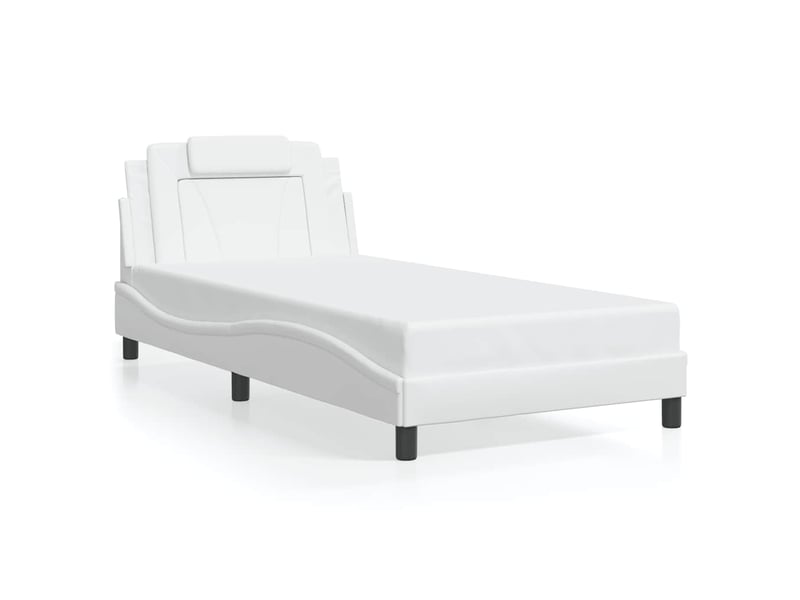 Lit simple- lit adulte - cadre de lit viana sans matelas blanc 100x200 cm similicuir - Conforama A