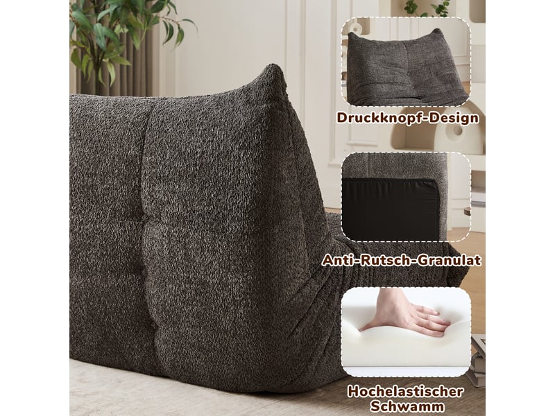  Fauteuil lounge en chenille rembourre sans accoudoirs pour salon chambre salle de jeux  - Conforama E