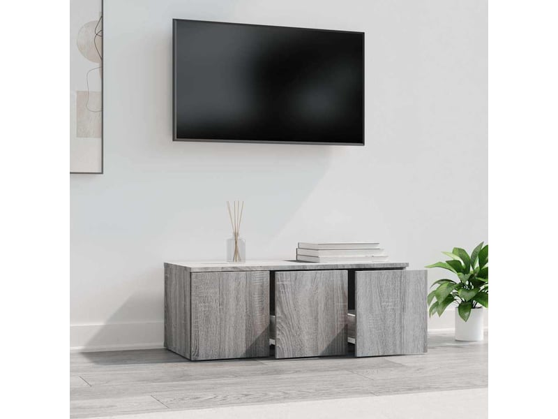  Meuble tv - banc tv - meuble de rangement sonoma gris 80x34x30 cm bois d'ingénierie  - Conforama C
