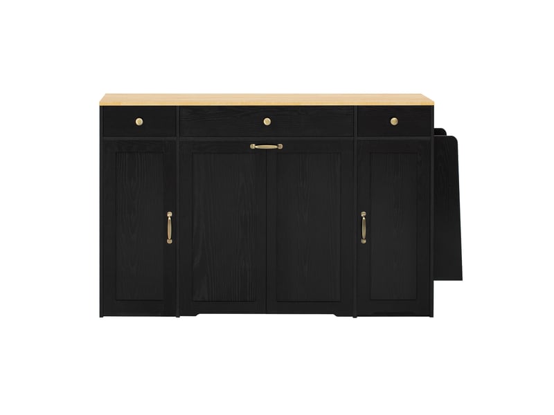  Bar 136x65x90 cm avec 4 tiroirs et 2 portes en mdf couelru noir et naturel, design moderne  - Conforama A