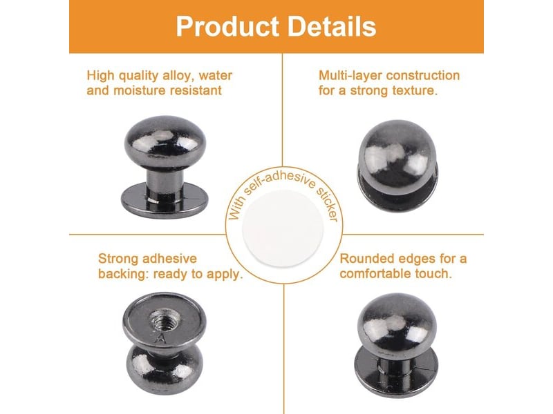  Paquet de 36 mini boutons noirs à un trou, pommeaux métalliques pour boîtes à bijoux, miroirs et petits meubles  - Conforama B