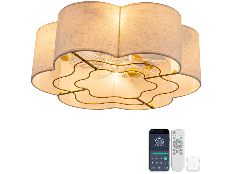  Ventilateur de plafond avec lampe 4 douilles e26 6 vitesses cuivre d 50 cm  - Conforama A