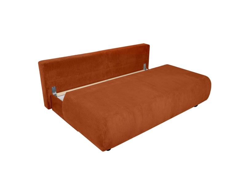 Canapé droit veluto convertible avec coffre en velours côtelé - terracotta VELUTO - Conforama D