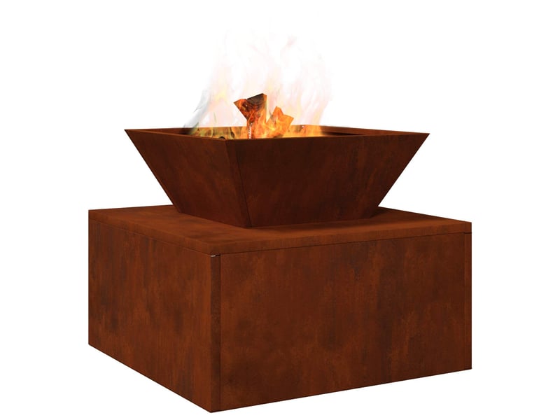  Brasero exterieur, foyer de cheminée rouillé 50x50x40 cm  - Conforama C