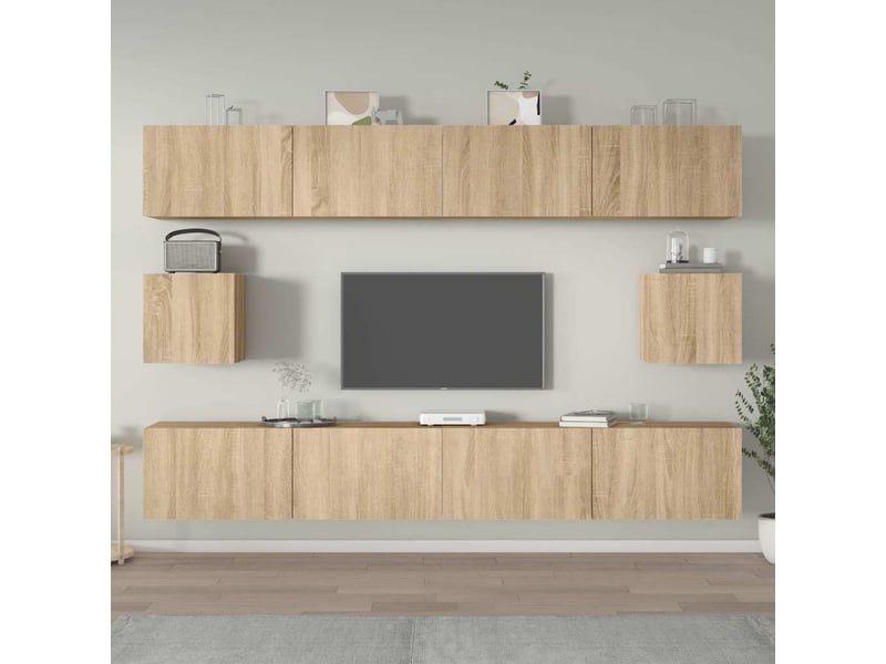 Ensemble de meubles tv - banc tv - meuble de rangement 6 pcs chêne sonoma bois d'ingénierie  - Conforama B