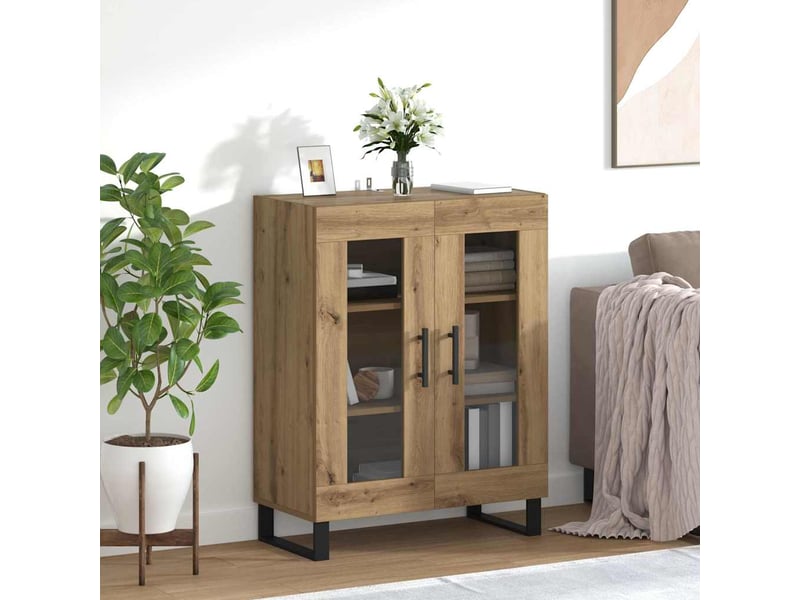  Buffet - bahut - meuble de rangement chêne artisanal 69,5 x 34 x 90 cm bois d'ingénierie  - Conforama B