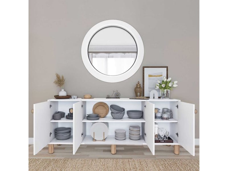 Buffet 4 portes en aggloméré bohemian blanc  - Conforama E
