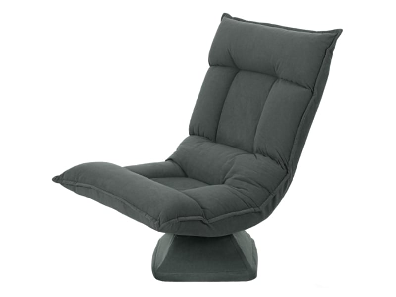  Fauteuil de sol pivotant 360° gris foncé, dossier réglable 5 positions, pliable et rembourré  - Conforama A