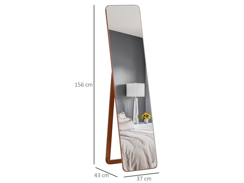  Grand miroir pleine longueur rectangulaire, 37 x 160 cm - miroir sur pied ou mural - pour chambre à coucher, noyer clair, salon et dressing  - Conforama C