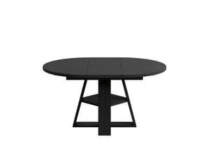 Table à manger extensible 150x110x75 cm avec rangement mdf noir effet bois