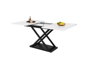 Table à manger extensible rectangulaire en mdf avec pieds en fer croisés,160x80cm,blanc
