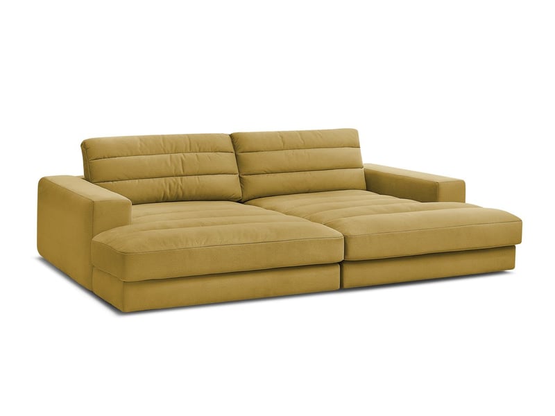  Bobochic canapé droit fixe 4 places sierra assise profonde velours jaune SIERRA - Conforama A