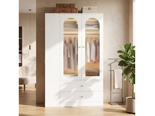 Armoire 2 porte(s) battante 4 tiroir(s) <strong>MAISENTIEL</strong> <strong></strong> coloris blanc largeur 120 cm