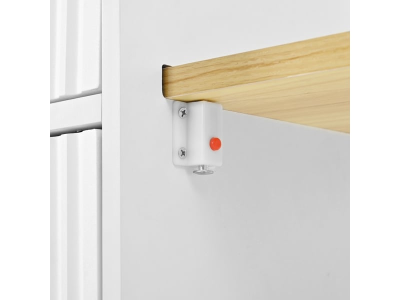 Desserte de cuisine extensible avec 4 tiroirs, led et roulettes en mdf 127,5 à 205×67×92 cm blanc - Conforama D