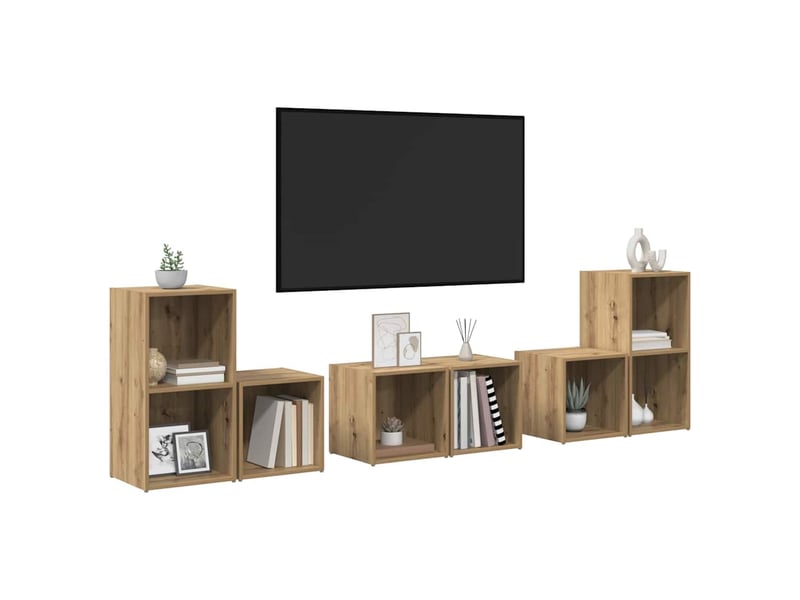  Ensemble meuble tv - banc tv - meuble de rangement 6 pcs chêne artisanal bois d'ingénierie  - Conforama C