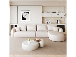 Canapé d'angle compressé droit fixe <strong>HAUSS SPOLE</strong> <strong></strong> 3 places Tissu Blanc