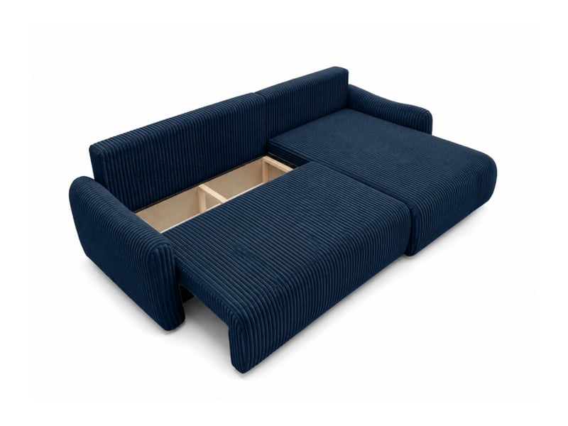  Apoline - canapé d'angle réversible convertible 4 places avec coffre en velours côtelé  - Conforama D