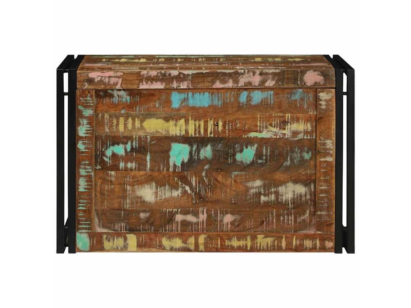 Boîte de rangement, coffre de rangement marron et noir 80x50x50 cm bois recyclé - Conforama E