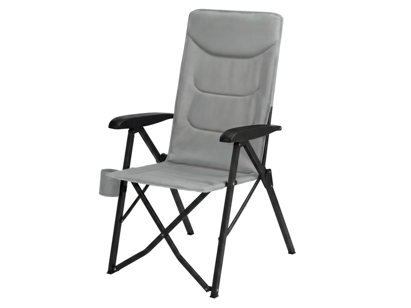 Chaise de camping, dossier réglable 95°-150°, porte-gobelet, sac de transport, pêche, jardin, gris  - Conforama A