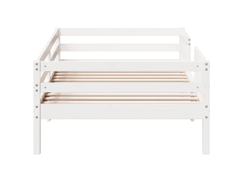  Lit simple- lit adulte -  cadre de lit sans matelas blanc 90x190 cm bois de pin massif  - Conforama D
