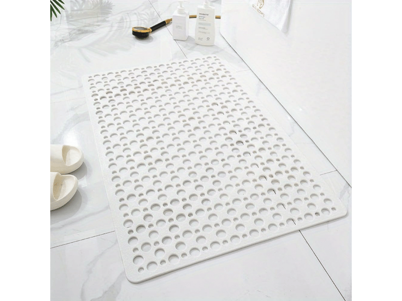  Tapis de salle de bain antidérapant, tapis de douche tpe avec ventouses et trous de drainage, blanc 43x75 cm  - Conforama B