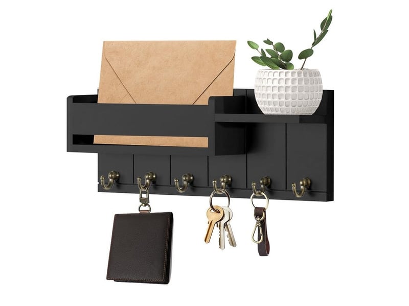 Bois boite a clef, boîte à clés en bois avec 6 crochets à clés, boîte à clés moderne, porte-clés mural pour salon, cuisine, chambre à coucher, noir XLH-ZLS-014407ZLS - Conforama A