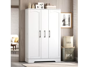 Meuble de rangement avec 2 portes, 4 étagères et tiroir vertical, pour cuisine, mdf blanc, 120 × 78 × 35 cm