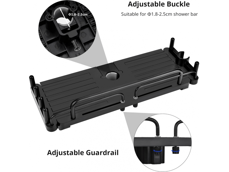  Support de douche télescopique sans perçage 28-44 cm, salle de bain suspendue, support de rangement pour tringle de douche (noir)  - Conforama B