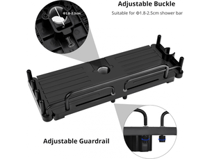 Support de douche télescopique sans perçage 28-44 cm, salle de bain suspendue, support de rangement pour tringle de douche (noir)