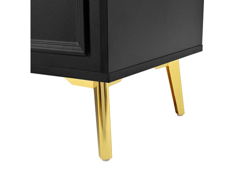  Buffet, 140 x 38 x 82 cm, 4 portes, 4 tiroirs, meuble de rangement avec stratifié amovible, pour salon et salle à manger, noir  - Conforama E