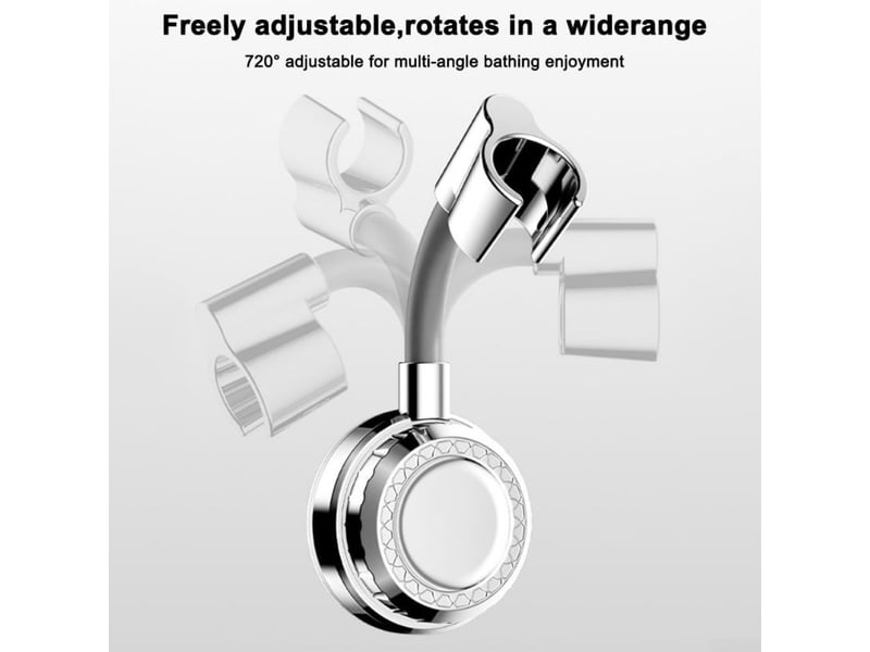  Support de pommeau de douche à ventouse orientable 360° sans perçage, chromé, compatible camping-car, drainage rapide  - Conforama E