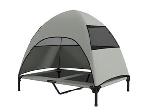 Lit surélevé extérieur avec toit 106 x 76 x 99 cm – gris clair – aéré et portable pour grands animaux